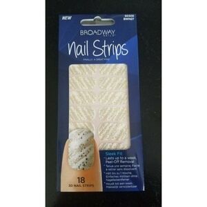 Broadway Nail Art Strips 3D Silver & Gold Sparkle Sticker 18 Strip Pack 60306
